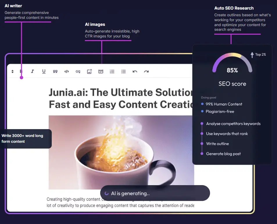 Junia AI screenshot