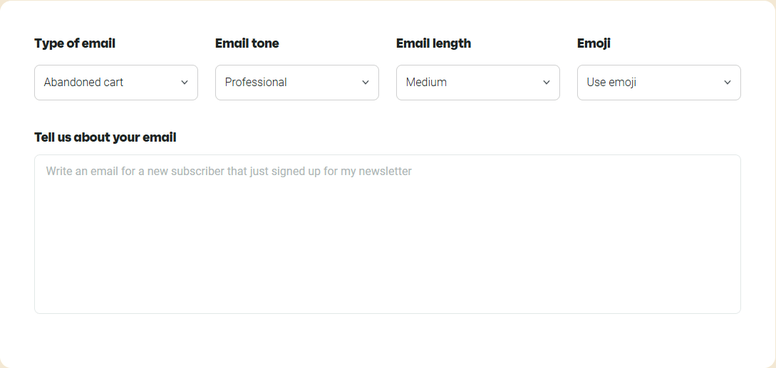 Omnisend AI Email Generator screenshot