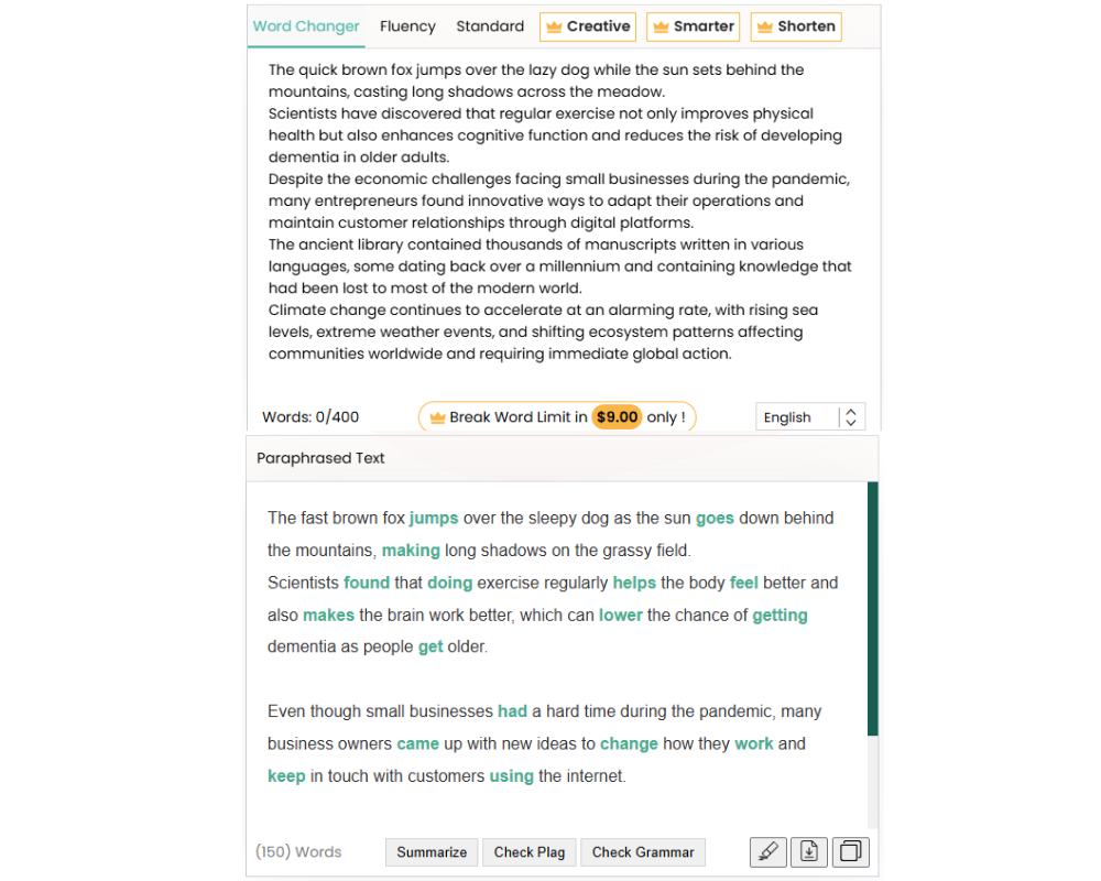 Paraphraser screenshot