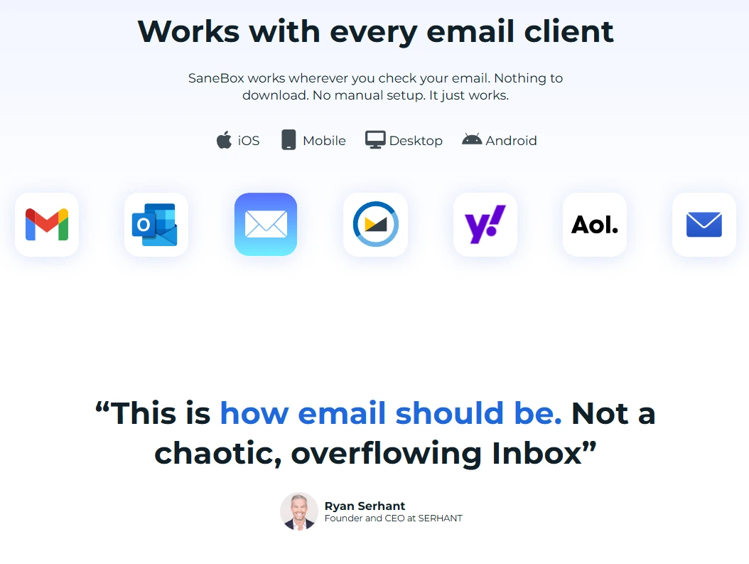 SaneBox screenshot
