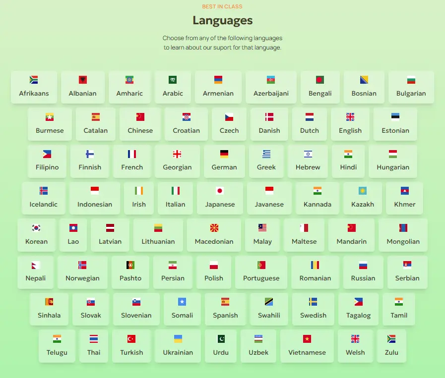uberduck's supported languages