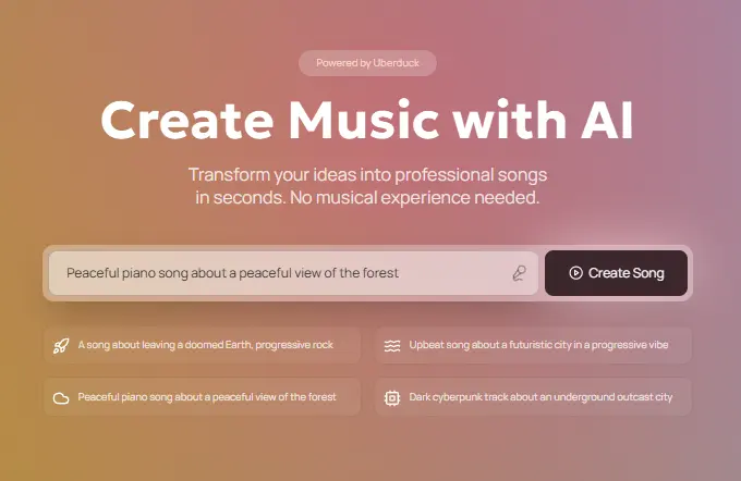 uberduck's music generation user interface
