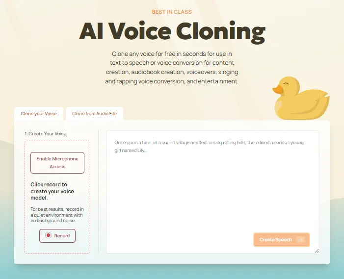 uberduck's voice cloning user interface