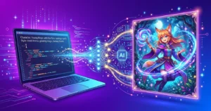 AI anime generator turning text prompts into anime-style artwork