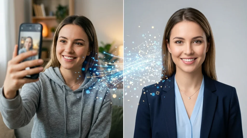 Free AI headshot generator - selfie to professional photo transformation
