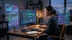 Solopreneur using all-in-one SEO software with actionable fix recommendations displayed on a modern dashboard