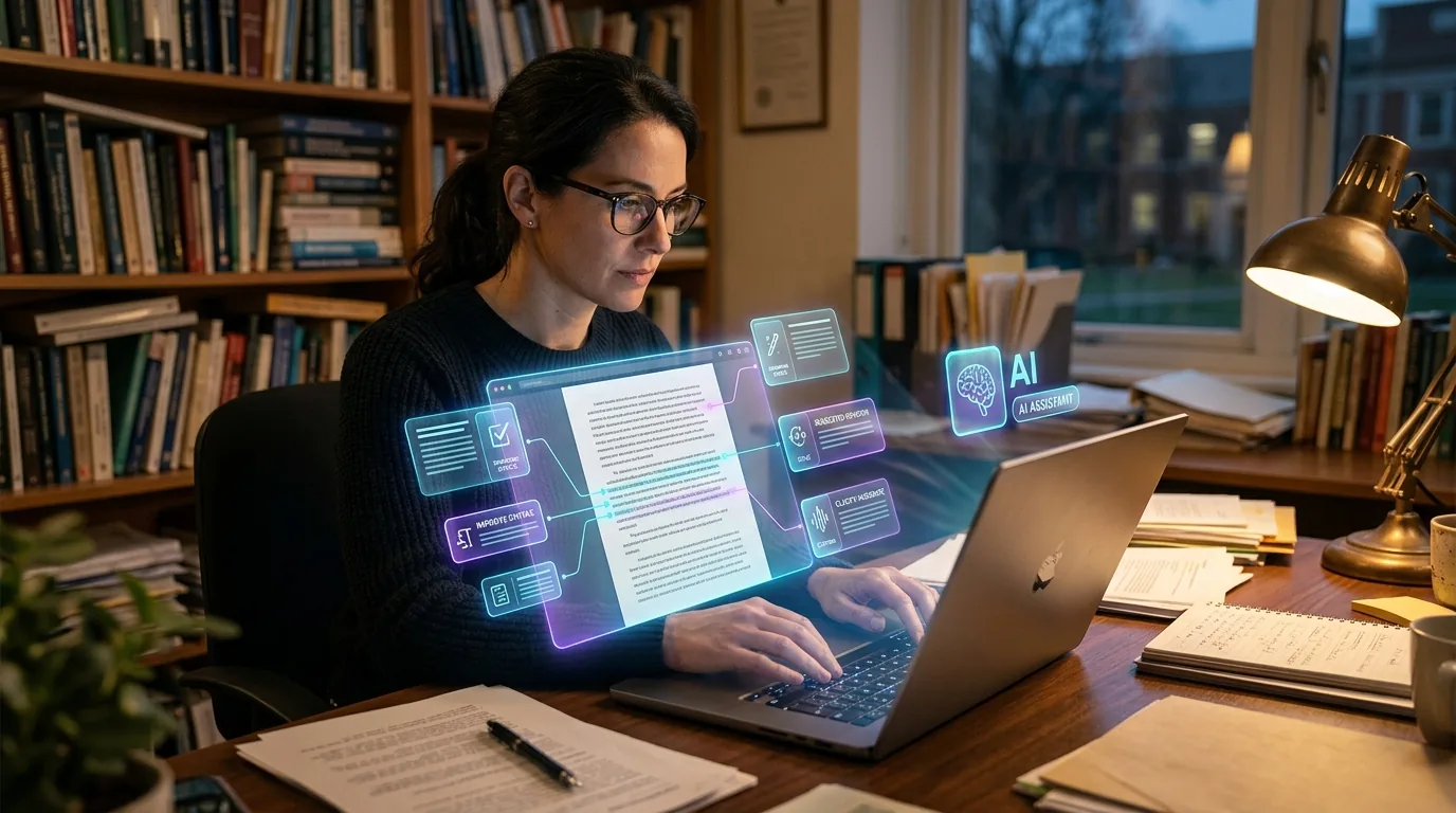 Paperpal AI academic writing assistant showing AI-powered editing suggestions on a research manuscript
